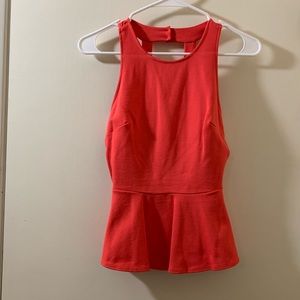 Backless Coral Red Peplum Top